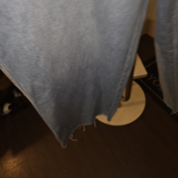 Future Collective Women's Light Blue Straight Leg  Raw Hem Jeans Plus - Picture 4 of 7